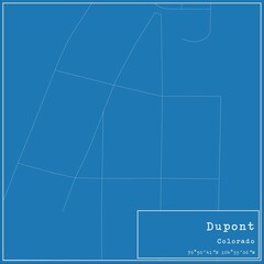 Blueprint US city map of Dupont, Colorado.