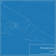 Blueprint US city map of Tornillo, Texas.