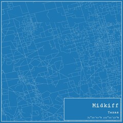 Blueprint US city map of Midkiff, Texas.