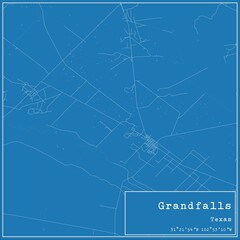 Blueprint US city map of Grandfalls, Texas.