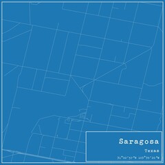 Blueprint US city map of Saragosa, Texas.