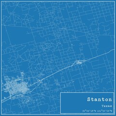 Blueprint US city map of Stanton, Texas.