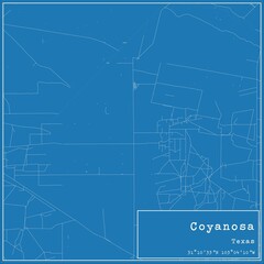 Blueprint US city map of Coyanosa, Texas.