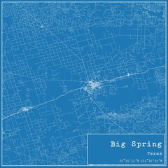 Blueprint US city map of Big Spring, Texas.