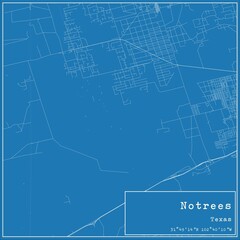 Blueprint US city map of Notrees, Texas.