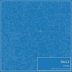 Blueprint US city map of Gail, Texas.