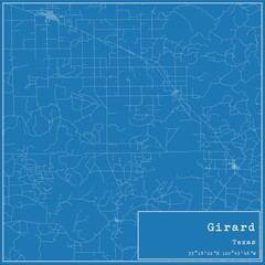 Blueprint US city map of Girard, Texas.