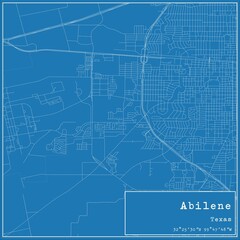 Fototapeta premium Blueprint US city map of Abilene, Texas.