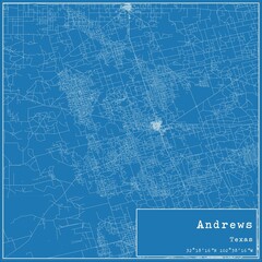Blueprint US city map of Andrews, Texas.
