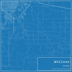 Blueprint US city map of Abilene, Texas.