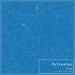 Fototapeta premium Blueprint US city map of Sylvester, Texas.
