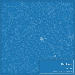 Blueprint US city map of Rotan, Texas.