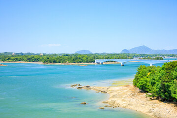 初夏の松島橋から見た景色　熊本県上天草市　Scenery seen from Matsushima Bridge in early summer. Kumamoto Pref, Kamiamakusa City.