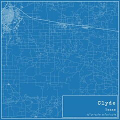 Blueprint US city map of Clyde, Texas.