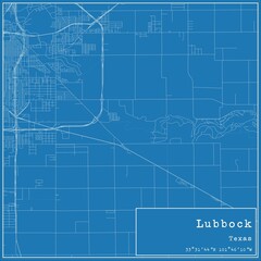 Fototapeta premium Blueprint US city map of Lubbock, Texas.