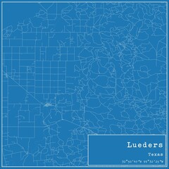 Blueprint US city map of Lueders, Texas.