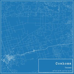 Blueprint US city map of Coahoma, Texas.