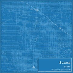 Blueprint US city map of Sudan, Texas.