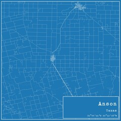 Blueprint US city map of Anson, Texas.