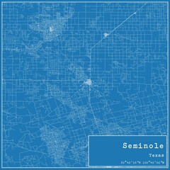 Blueprint US city map of Seminole, Texas.