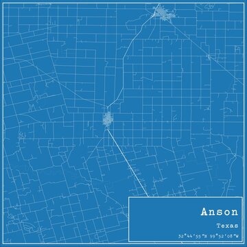 Blueprint US city map of Anson, Texas.