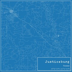 Blueprint US city map of Justiceburg, Texas.
