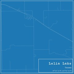 Naklejka premium Blueprint US city map of Lelia Lake, Texas.