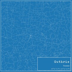Blueprint US city map of Guthrie, Texas.