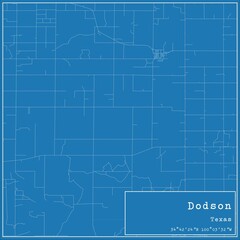 Blueprint US city map of Dodson, Texas.