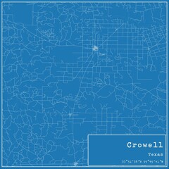Blueprint US city map of Crowell, Texas.