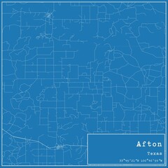 Blueprint US city map of Afton, Texas.