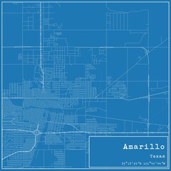 Blueprint US city map of Amarillo, Texas.