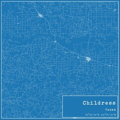 Blueprint US city map of Childress, Texas.