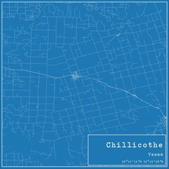 Blueprint US city map of Chillicothe, Texas.