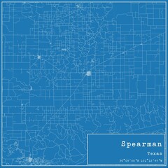 Fototapeta premium Blueprint US city map of Spearman, Texas.
