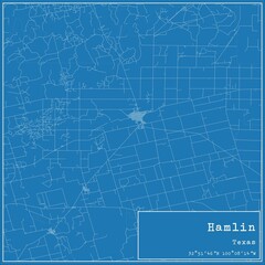 Blueprint US city map of Hamlin, Texas.