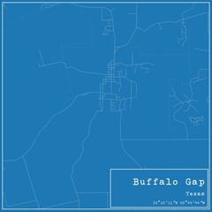 Blueprint US city map of Buffalo Gap, Texas.