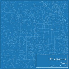 Blueprint US city map of Fluvanna, Texas.