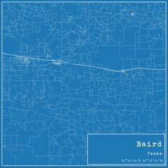 Blueprint US city map of Baird, Texas.