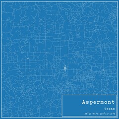 Blueprint US city map of Aspermont, Texas.