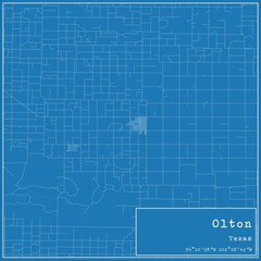 Fototapeta premium Blueprint US city map of Olton, Texas.