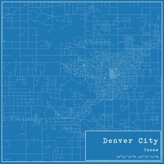 Blueprint US city map of Denver City, Texas.