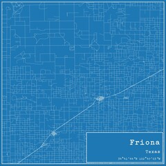 Blueprint US city map of Friona, Texas.