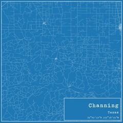 Blueprint US city map of Channing, Texas.