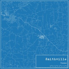Blueprint US city map of Smithville, Texas.