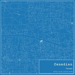 Blueprint US city map of Canadian, Texas.