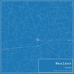 Fototapeta premium Blueprint US city map of Waelder, Texas.