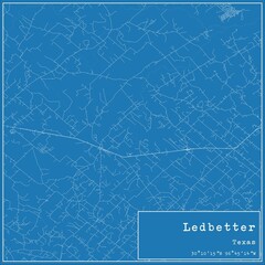 Blueprint US city map of Ledbetter, Texas.
