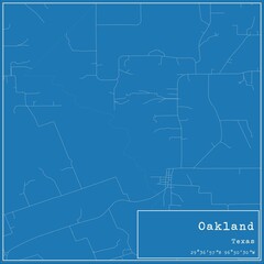 Blueprint US city map of Oakland, Texas.
