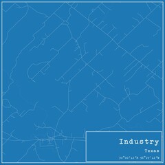 Blueprint US city map of Industry, Texas.